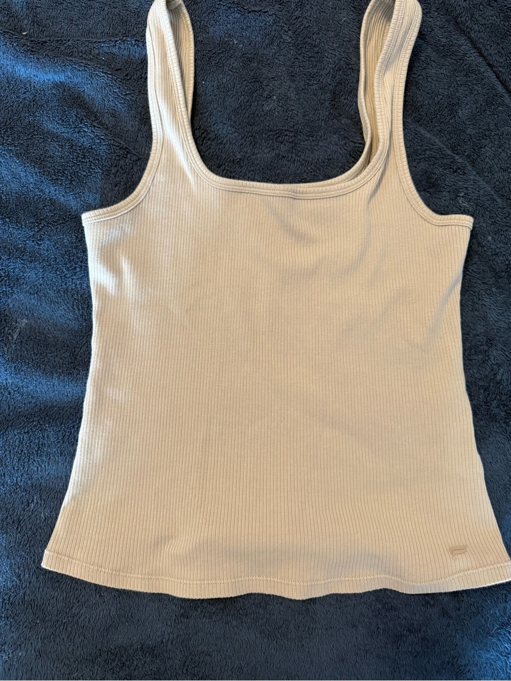 Fabletics Cream Ribbed Scoop Tank